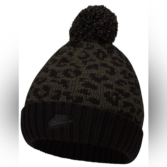 Nike Accessories - NEW Nike Sportswear Leopard Cheetah Fleece Lined Beanie Winter Hat in Black